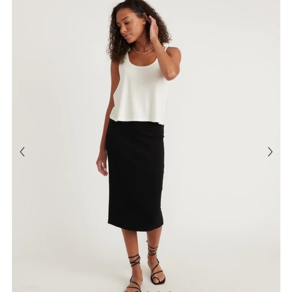 Marine Layer Lexi Rib Midi Skirt Black XS